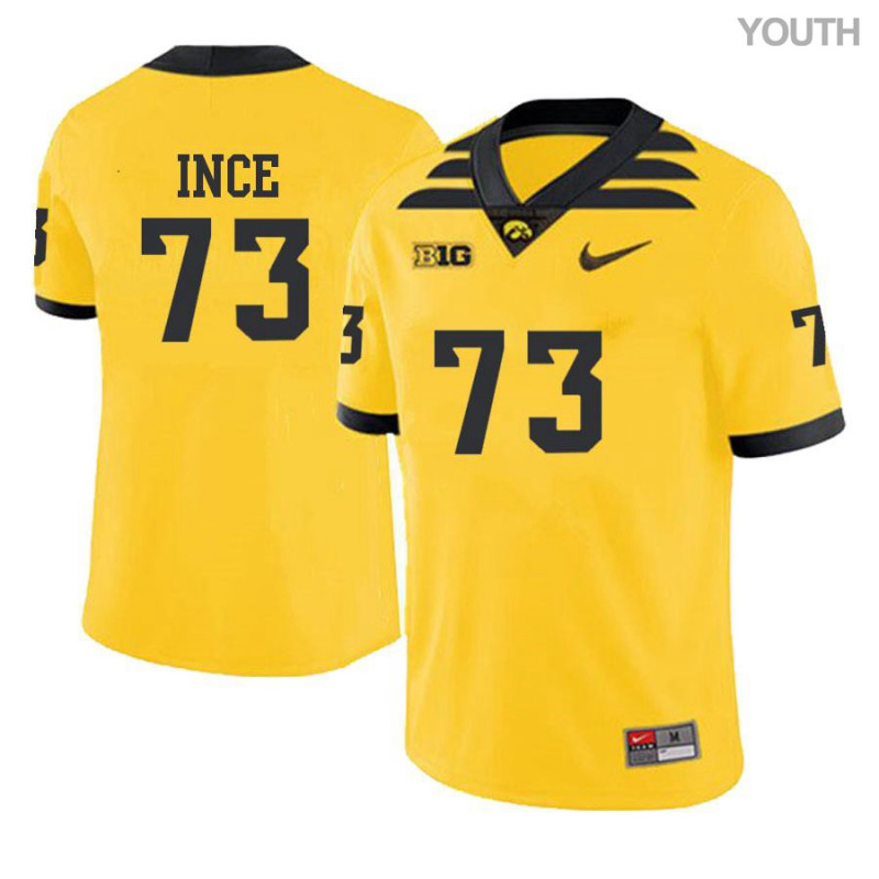 Youth Iowa Hawkeyes NCAA #73 Cody Ince Yellow Authentic Nike Alumni Stitched College Football Jersey FC34W71VL